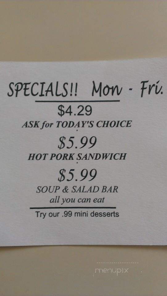 Sally's Family Restaurant - White Cloud, MI menu_pic