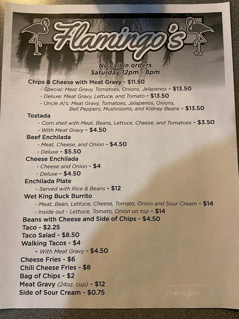Flamingo II - Muskegon, MI menu_pic