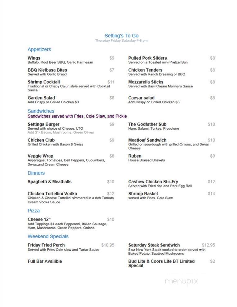 Lakes Of The North Restaurant - Mancelona, MI menu_pic