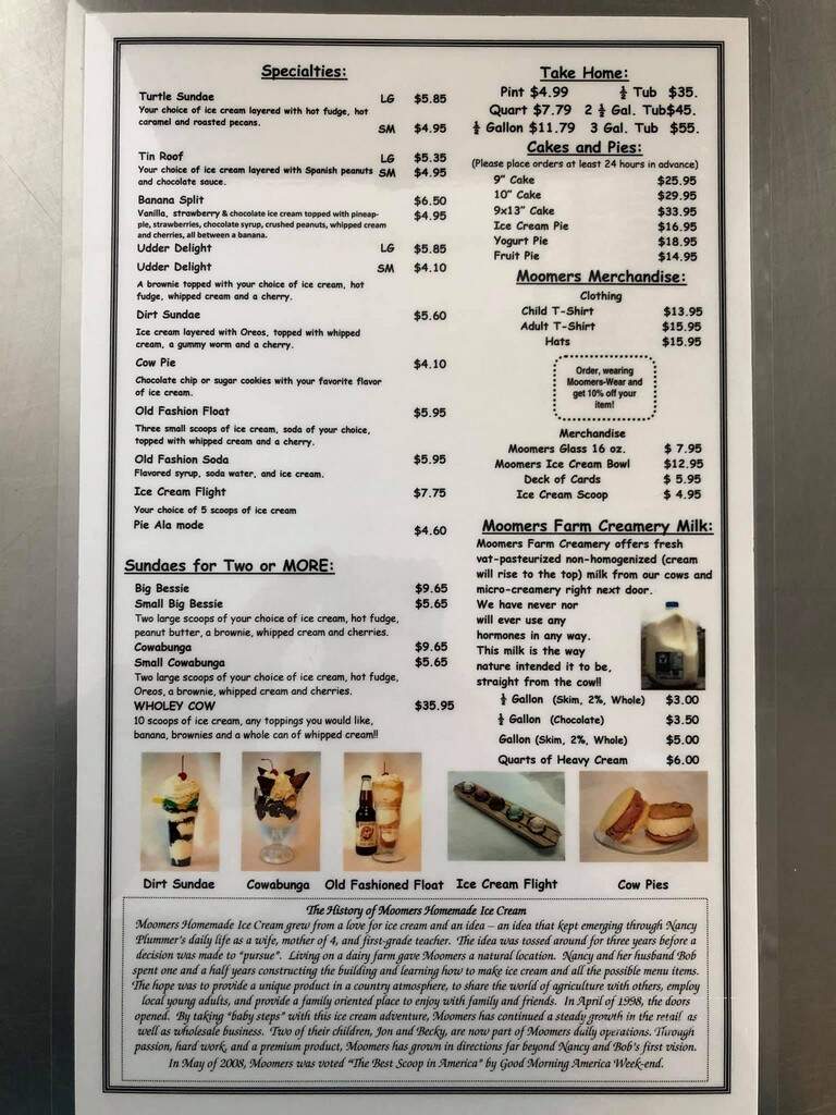 Moomers Homemade Ice Cream - Traverse City, MI menu_pic