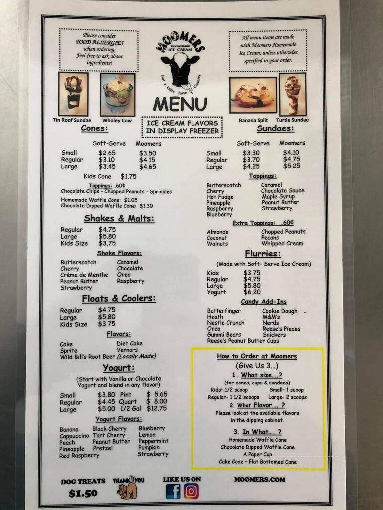 Moomers Homemade Ice Cream - Traverse City, MI menu_pic