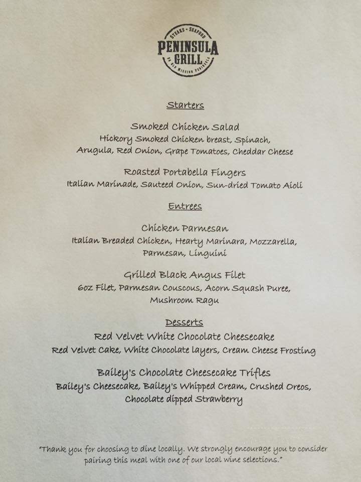 Peninsula Grill - Traverse City, MI menu_pic