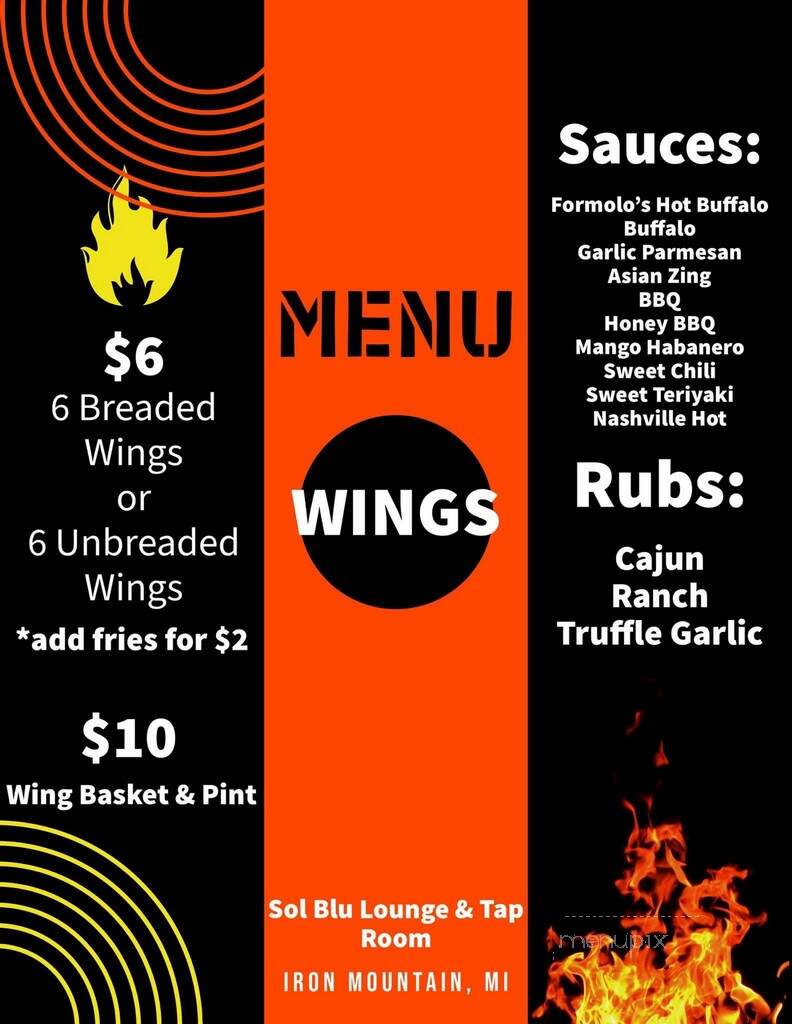 Sol Blu Lounge - Iron Mountain, MI menu_pic