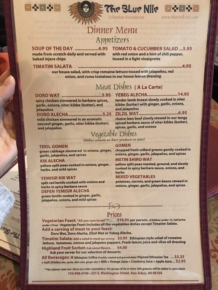 Blue Nile Of Ann Arbor - Ann Arbor, MI menu_pic