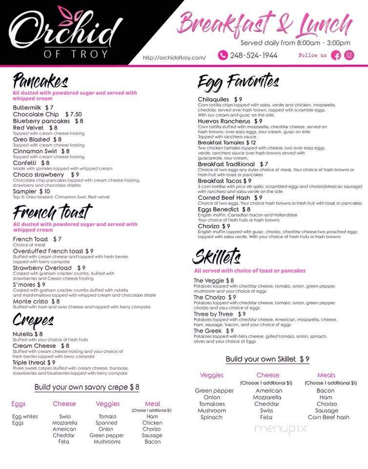 Orchid Cafe II - Troy, MI menu_pic