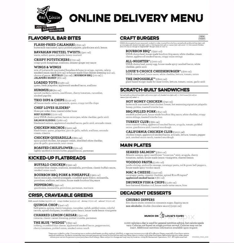 Bar Louie Laurel Park - Livonia, MI menu_pic