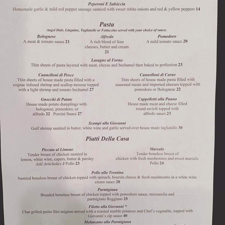Giovanni's Ristorante - Detroit, MI menu_pic