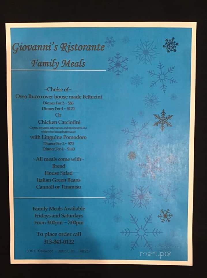 Giovanni's Ristorante - Detroit, MI menu_pic