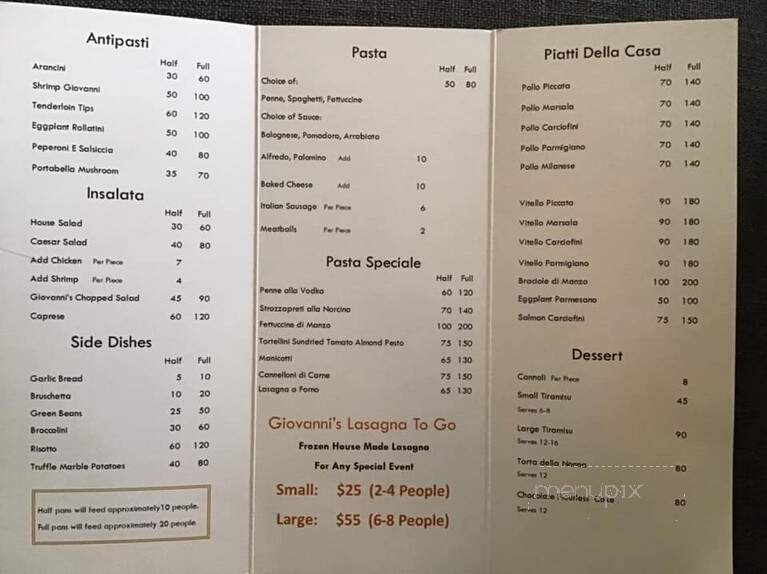 Giovanni's Ristorante - Detroit, MI menu_pic