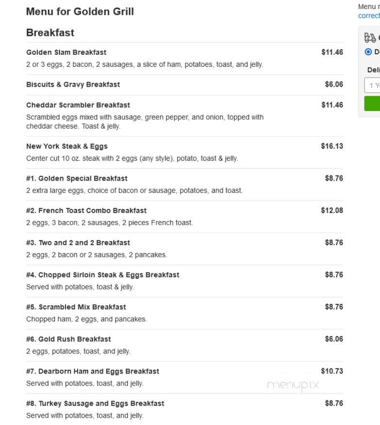 Golden Grill Restaurant - Redford, MI menu_pic