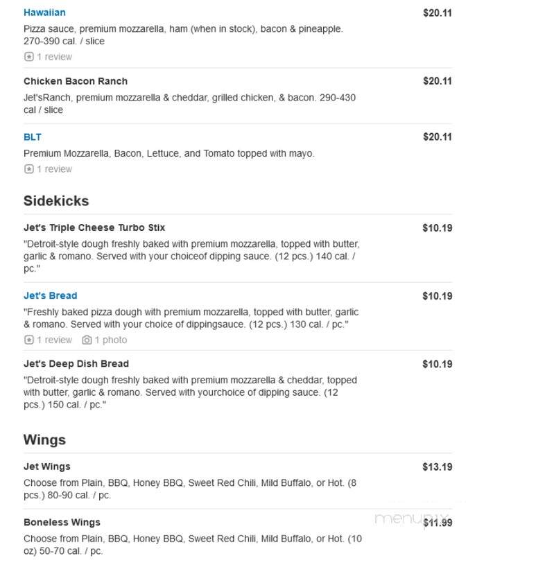 Jet's Pizza - West Bloomfield, MI menu_pic