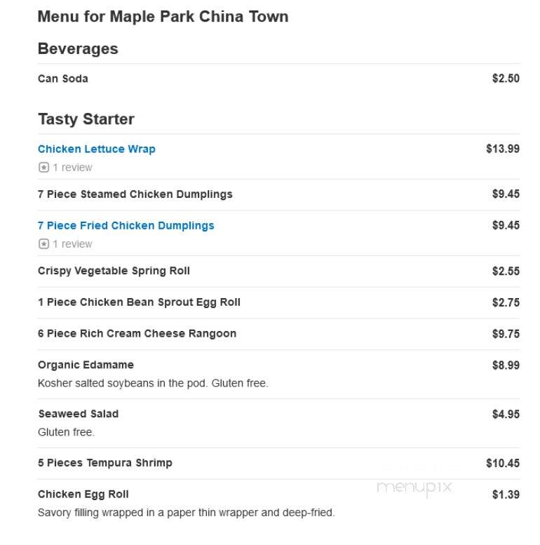 Maple Park China Town - Commerce Township, MI menu_pic