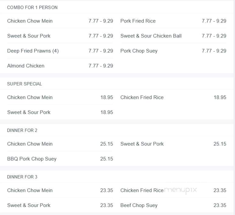 King's Kitchen - Maple Ridge, BC menu_pic