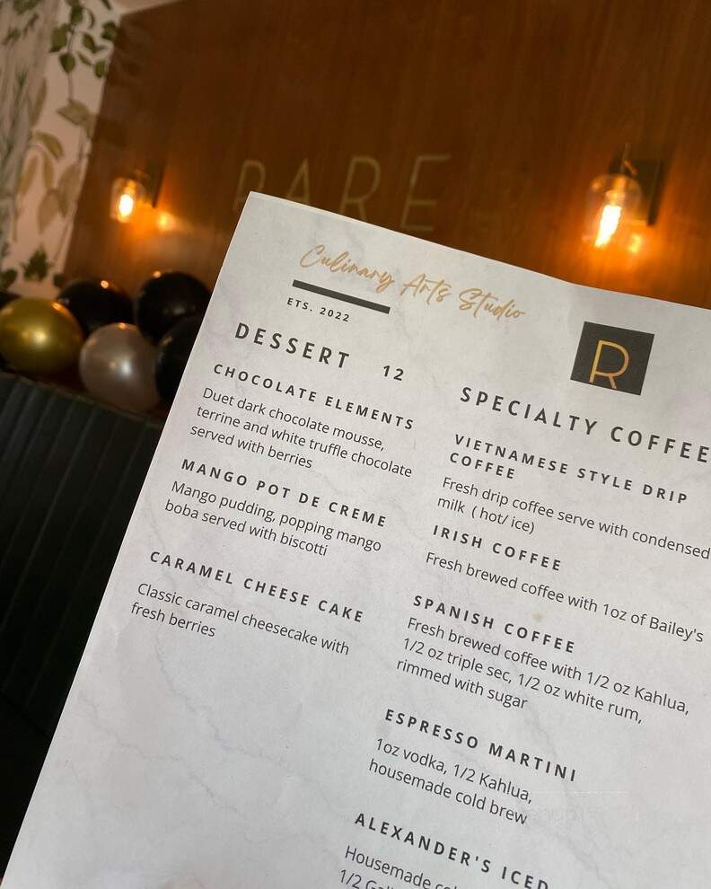 Rare - Peterborough, ON menu_pic