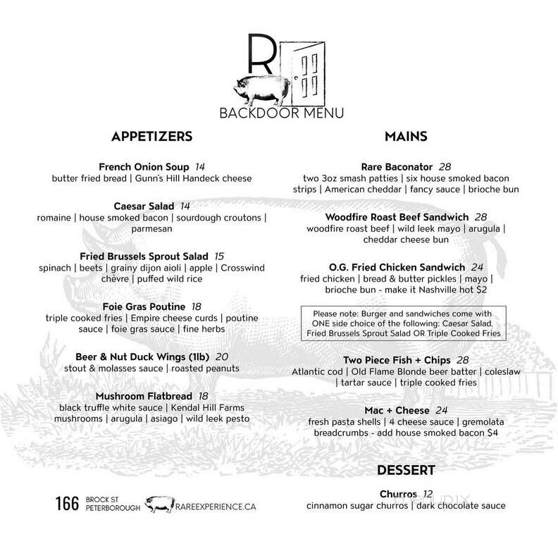 Rare - Peterborough, ON menu_pic
