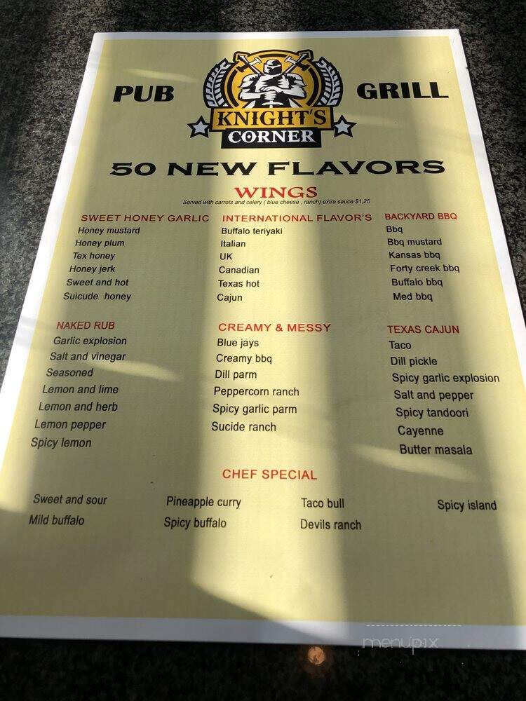 Knights Corner Pub & Lounge - Pickering, ON menu_pic