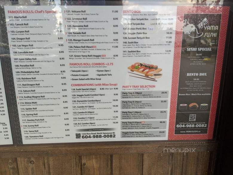 Yama Sushi - North Vancouver District, BC menu_pic