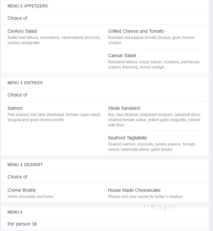 Century Grill & Bar - Edmonton, AB menu_pic