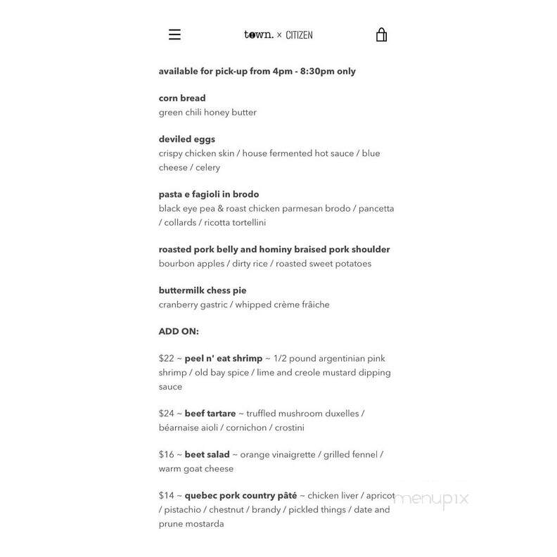Town - Ottawa, ON menu_pic