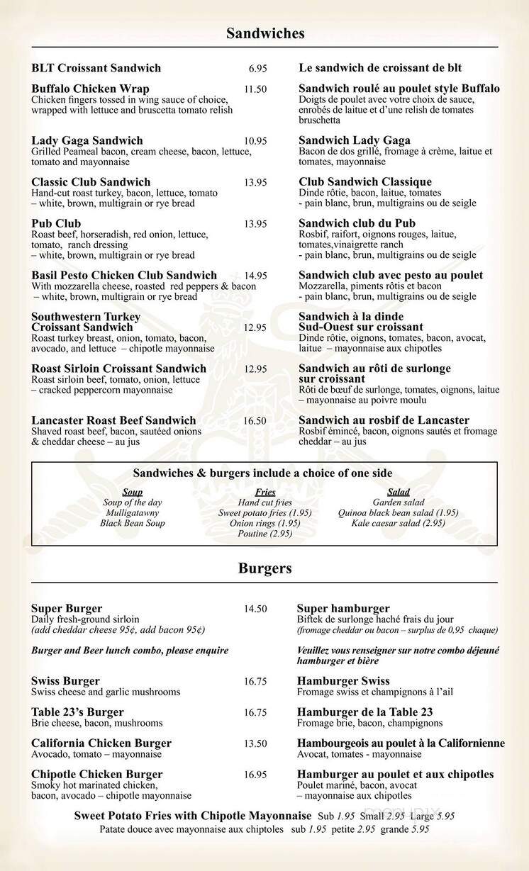 Lieutenant's Pump - Ottawa, ON menu_pic