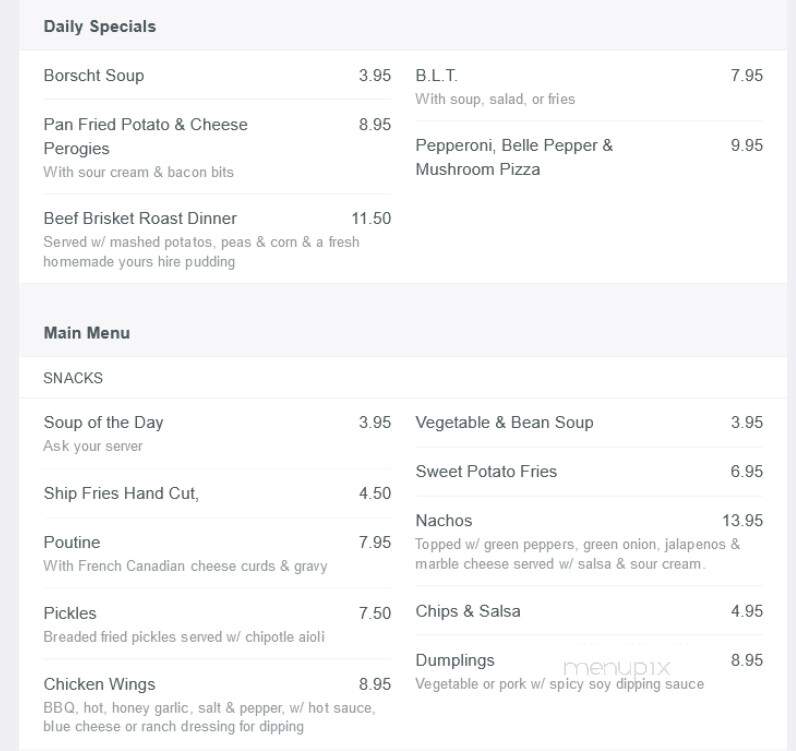 Ship & Anchor Pub - Calgary, AB menu_pic