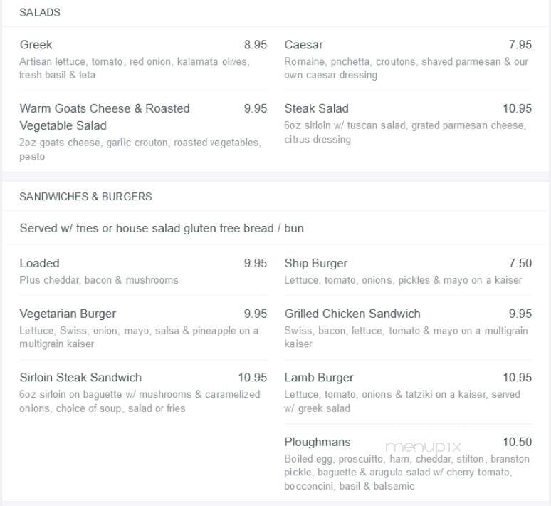 Ship & Anchor Pub - Calgary, AB menu_pic