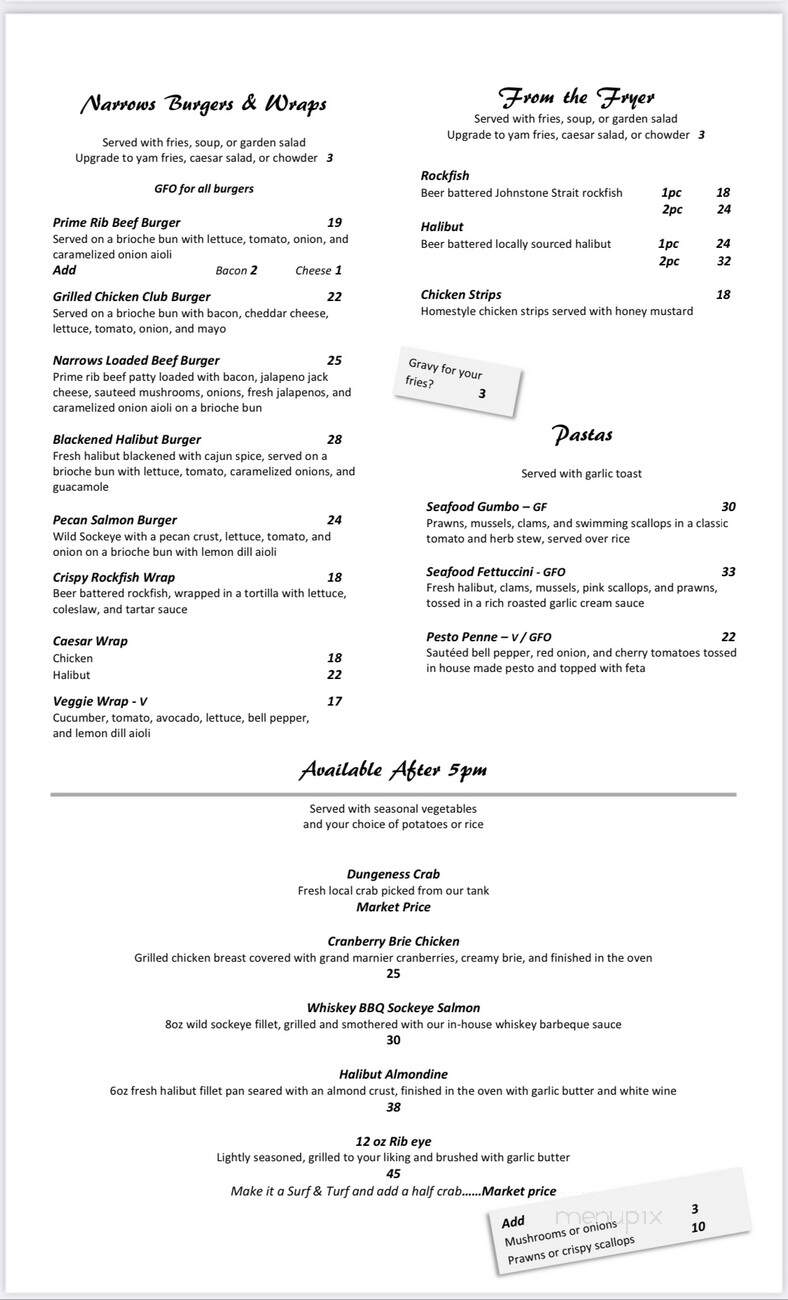 Brown's Bay Restaurant - Campbell River, BC menu_pic