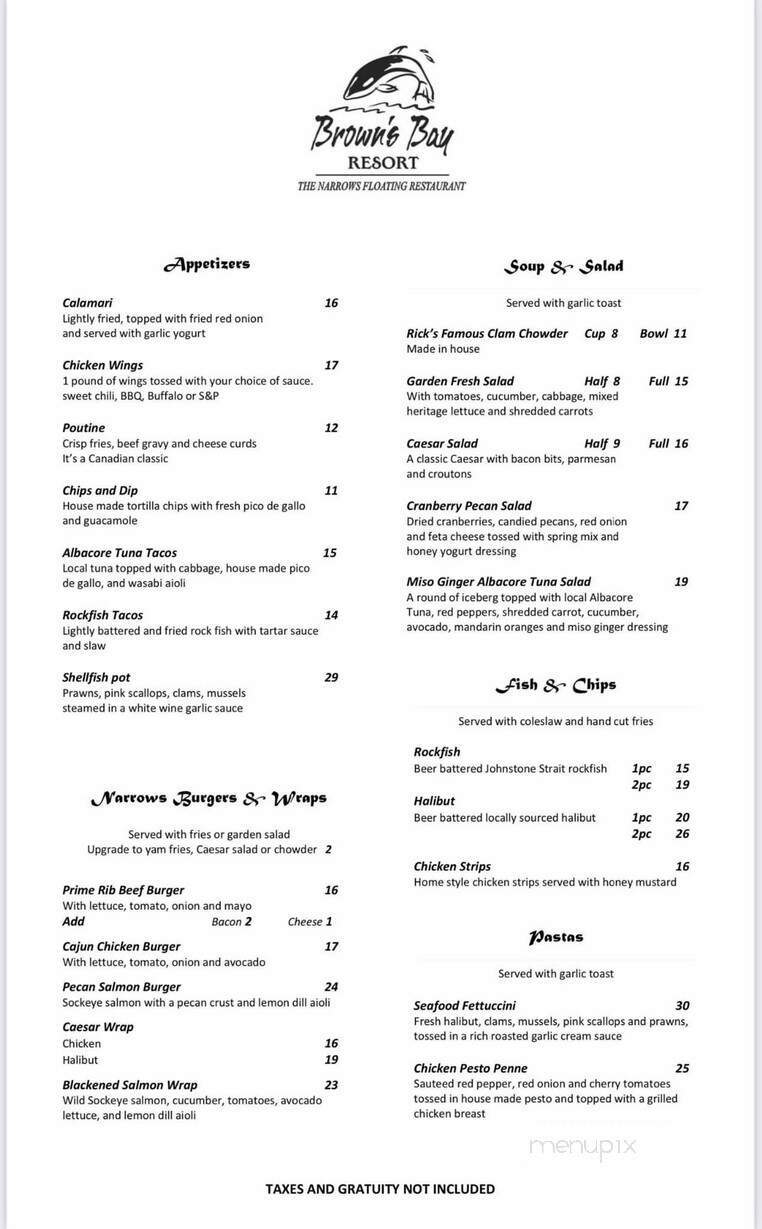 Brown's Bay Restaurant - Campbell River, BC menu_pic
