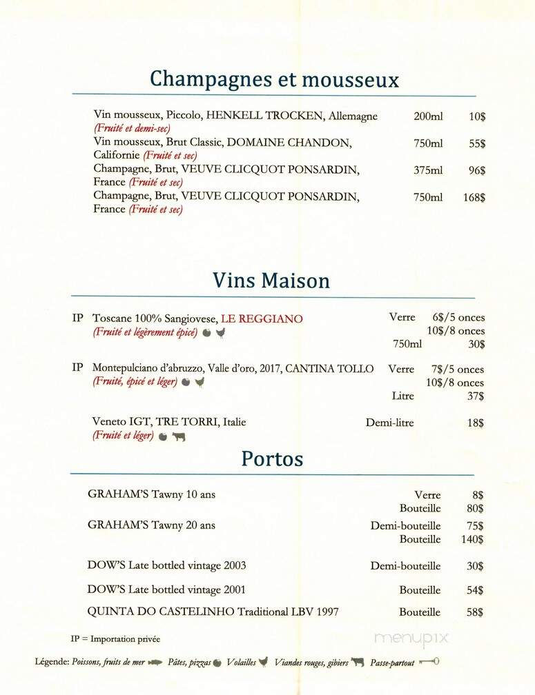 Le Reggiano - Sainte-Martine, QC menu_pic