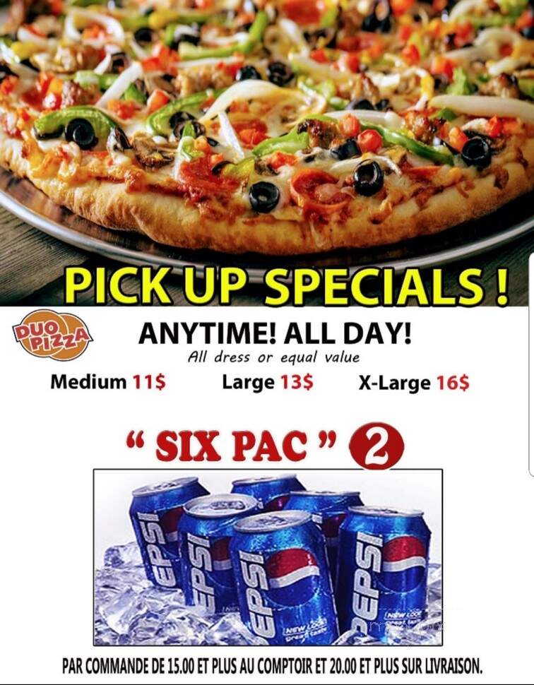 Duo Pizza - Greenfield Park, QC menu_pic