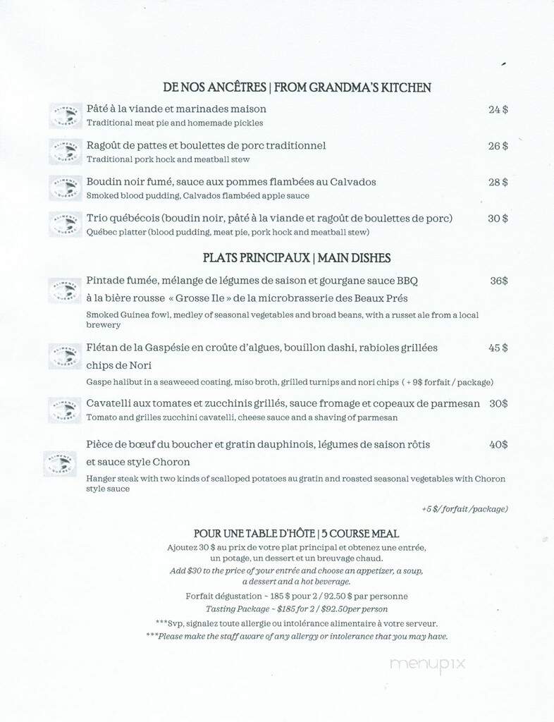 Baker's Inn Restaurant - Chateau-Richer, QC menu_pic