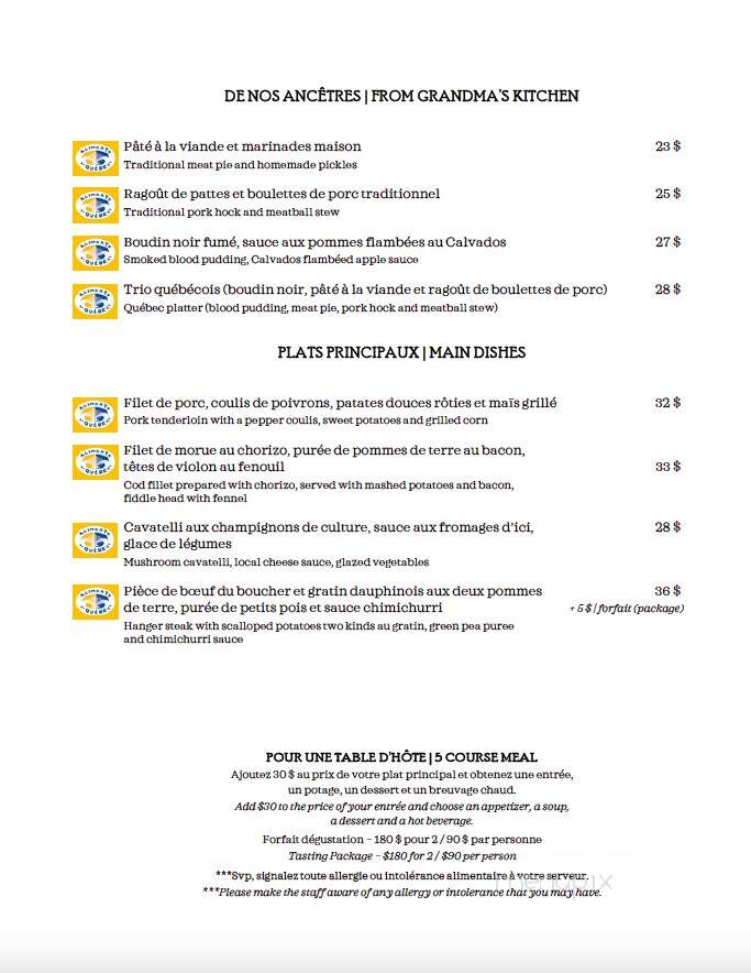 Baker's Inn Restaurant - Chateau-Richer, QC menu_pic