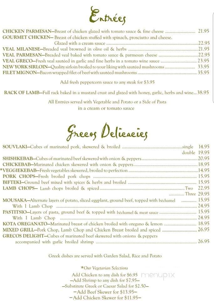 Grecos Grill & Wine Bar - Kingston, ON menu_pic