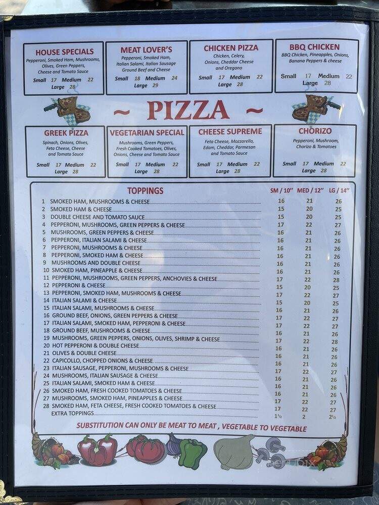 Olympia Pizza & Pasta Restaurant on Denman - Vancouver, BC menu_pic
