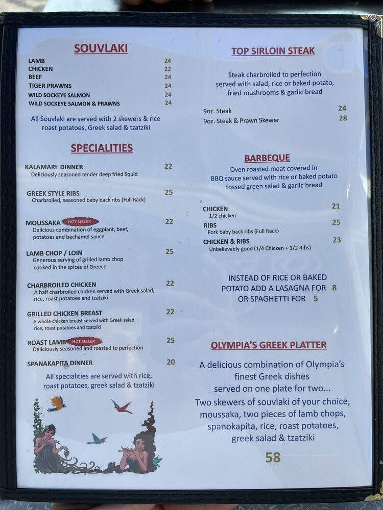 Olympia Pizza & Pasta Restaurant on Denman - Vancouver, BC menu_pic