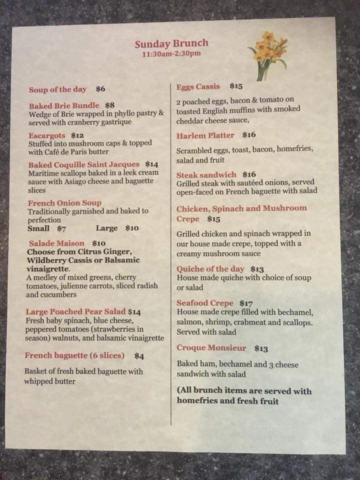 Cassis Bistro - Smith-Ennismore-Lakefield, ON menu_pic