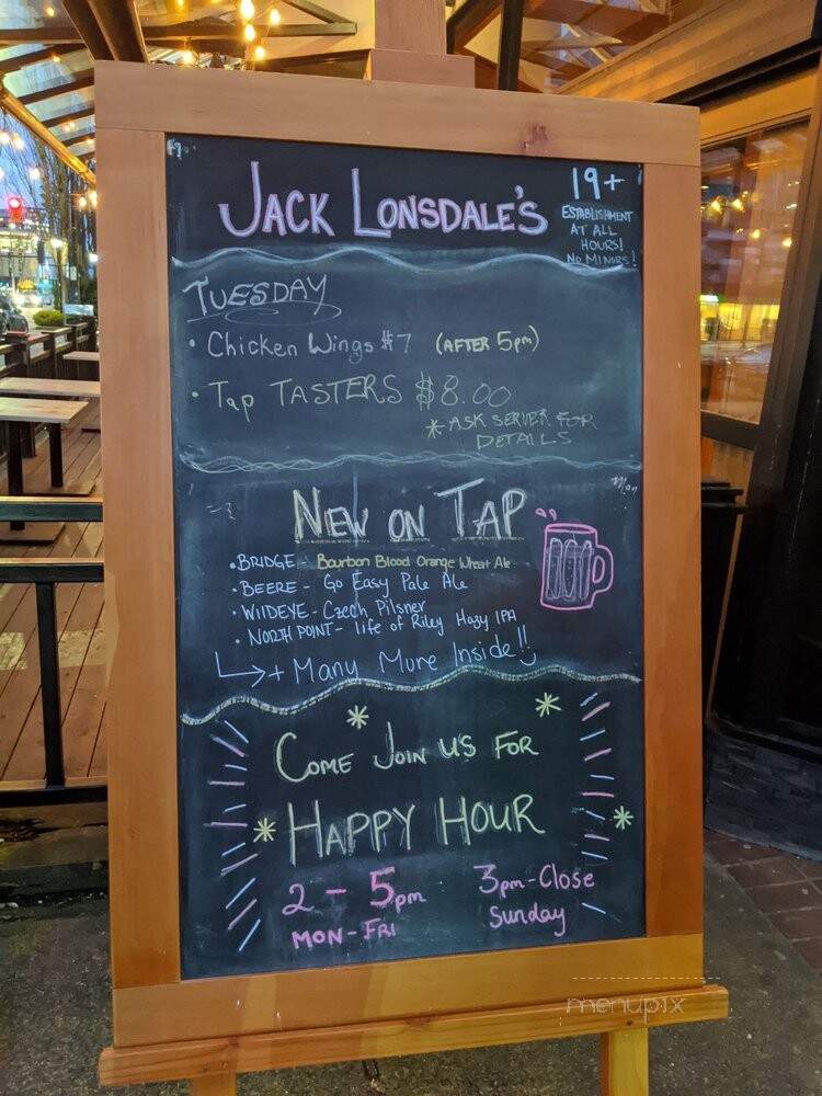 Jack Lonsdale's Pub - North Vancouver, BC menu_pic