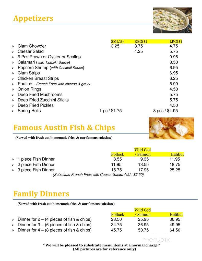 Austin Fish & Chips - Maple Ridge, BC menu_pic
