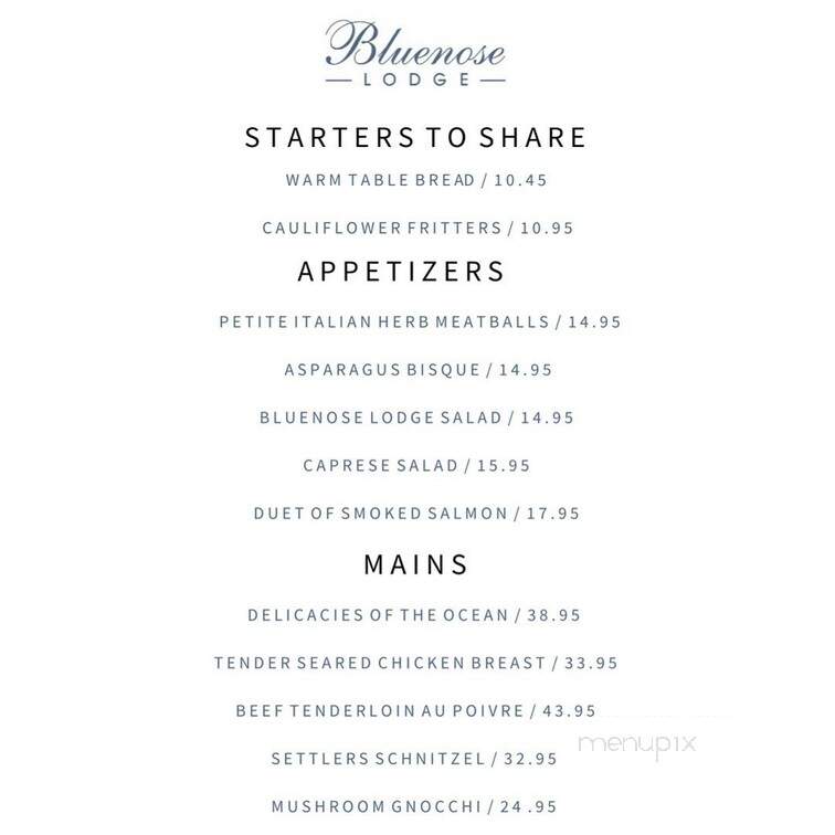 Bluenose Lodge Victorian Inn & Banquet Facility - Lunenburg, NS menu_pic