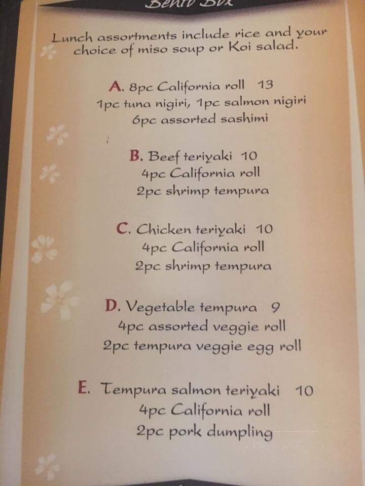 Koi Sushi & Japanese Cuisine - Kingsville, ON menu_pic