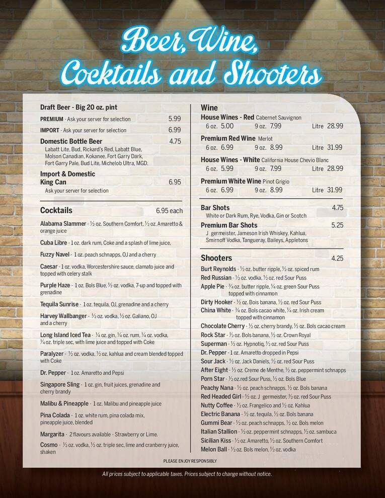 Johnny G's - Winnipeg, MB menu_pic