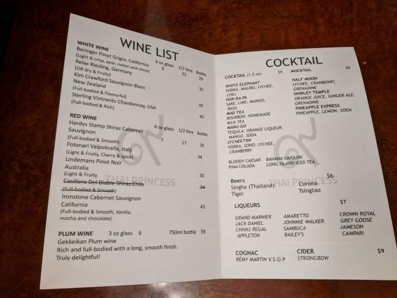 Thai Princess Restaurant - Toronto, ON menu_pic