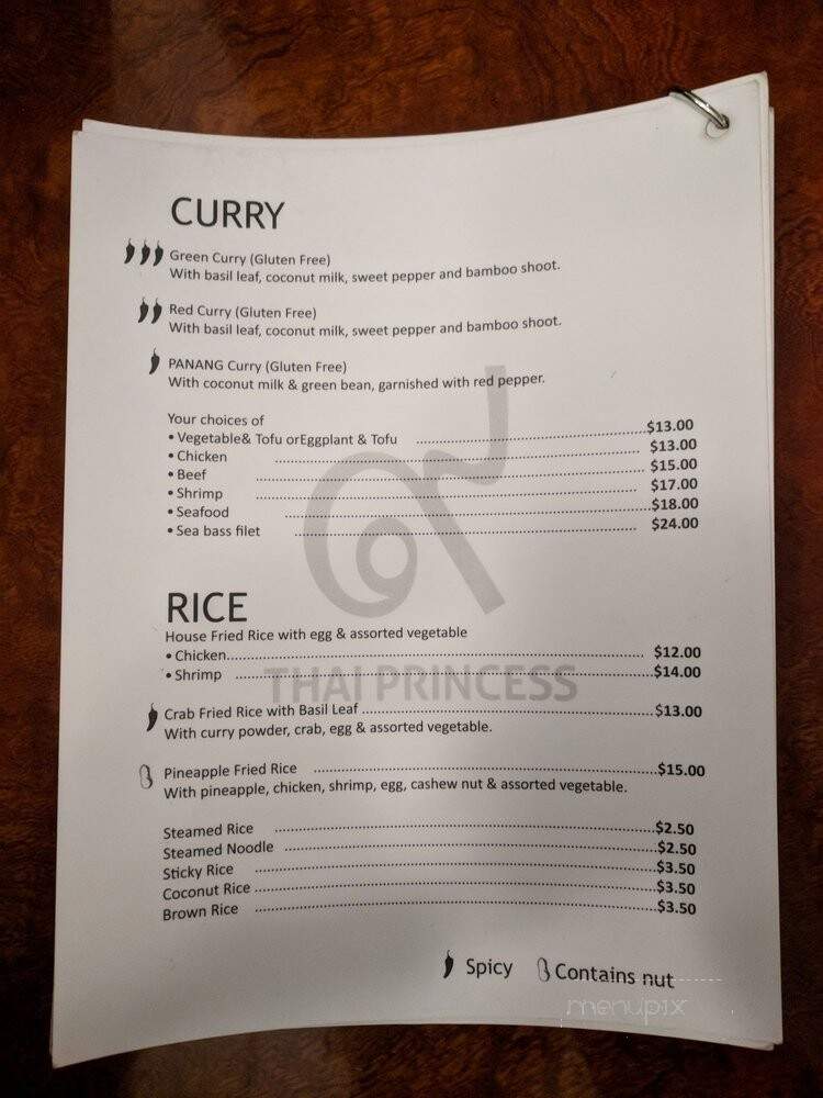 Thai Princess Restaurant - Toronto, ON menu_pic