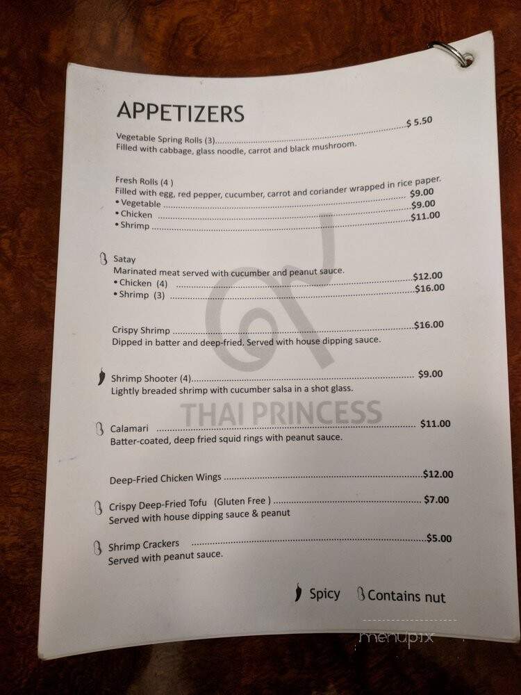 Thai Princess Restaurant - Toronto, ON menu_pic