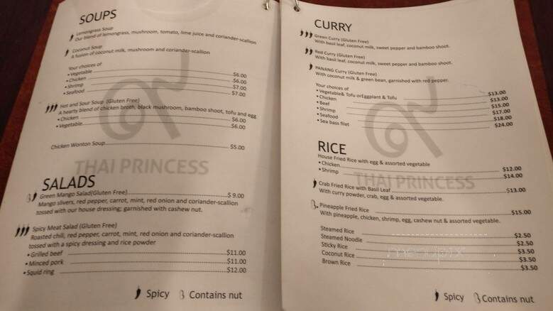 Thai Princess Restaurant - Toronto, ON menu_pic