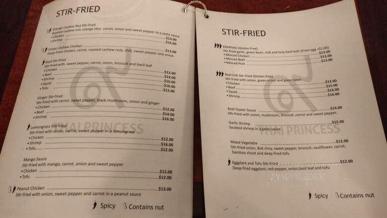 Thai Princess Restaurant - Toronto, ON menu_pic