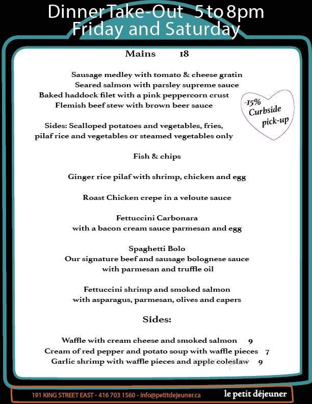 Petit Dejeuner - Toronto, ON menu_pic