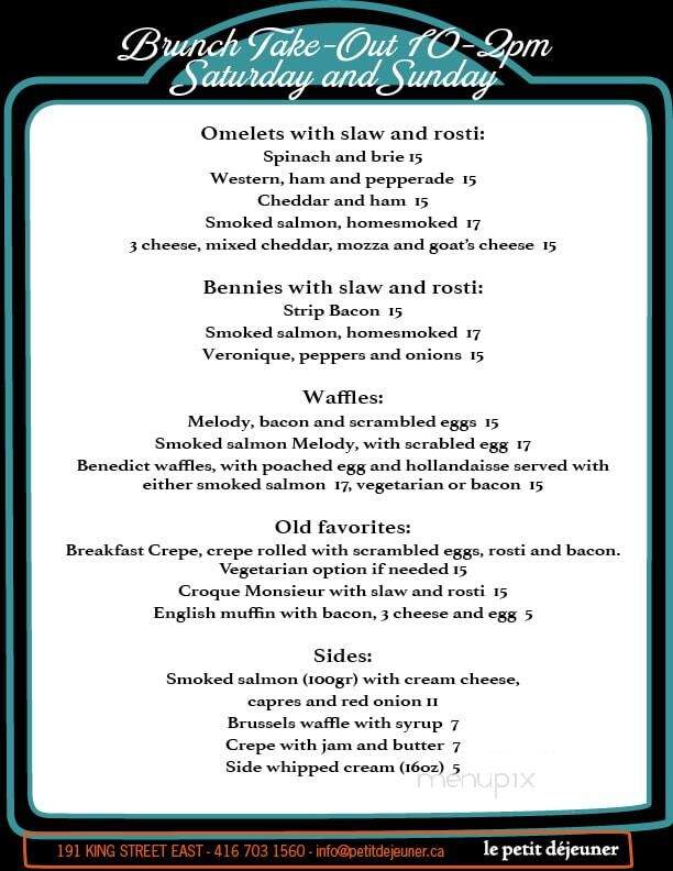 Petit Dejeuner - Toronto, ON menu_pic