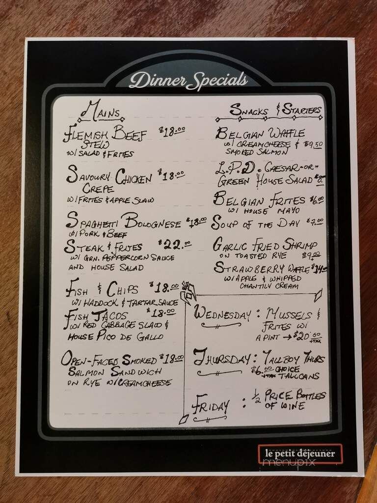 Petit Dejeuner - Toronto, ON menu_pic