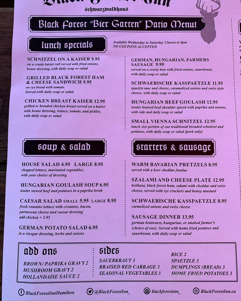 Black Forest Inn European Cuisine - Hamilton, ON menu_pic